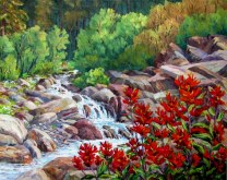 Elaine Tweedy - Indian Paintbrush & Mountain Stream (SOLD)