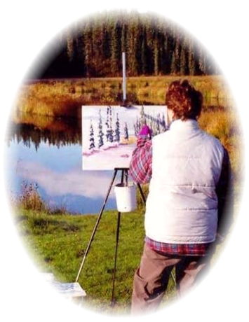 Elaine Tweedy painting outside