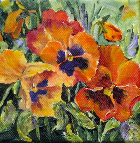 Elaine Tweedy - Pansies 'Pumpkin' (SOLD)