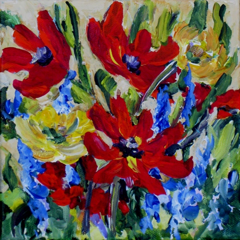 Elaine Tweedy - Red, Yellow & Blue Flowers